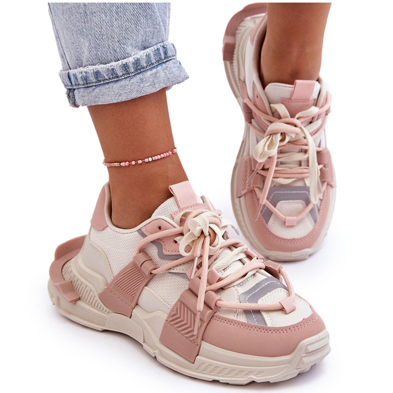PS1 Deportivas De Mujer Con Cordones De Moda Beige-Rosa ¡Relájate! PS1 Deportivas De Mujer Con Cordones De Moda Beige-Rosa ¡Relájate!
