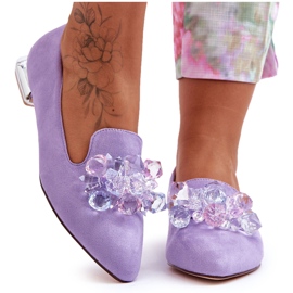 PS1 Mocasines De Mujer Con Tacones Planos Adornados Morado Sloane violeta