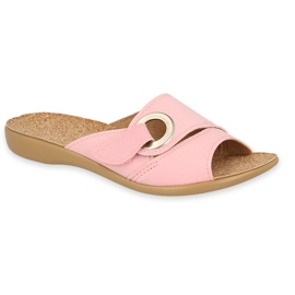 Zapatillas de casa befado de mujer con plantilla de corcho 265D026 rosa rosado