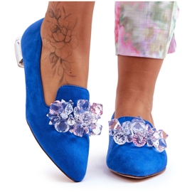 PS1 Mocasines De Mujer Tacón Plano Con Adornos Azul Sloane