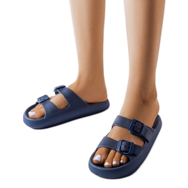 Chanclas de goma azul marino con hebillas de Padova