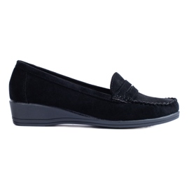 Mocasines de ante negros con cuña baja de Shelovet