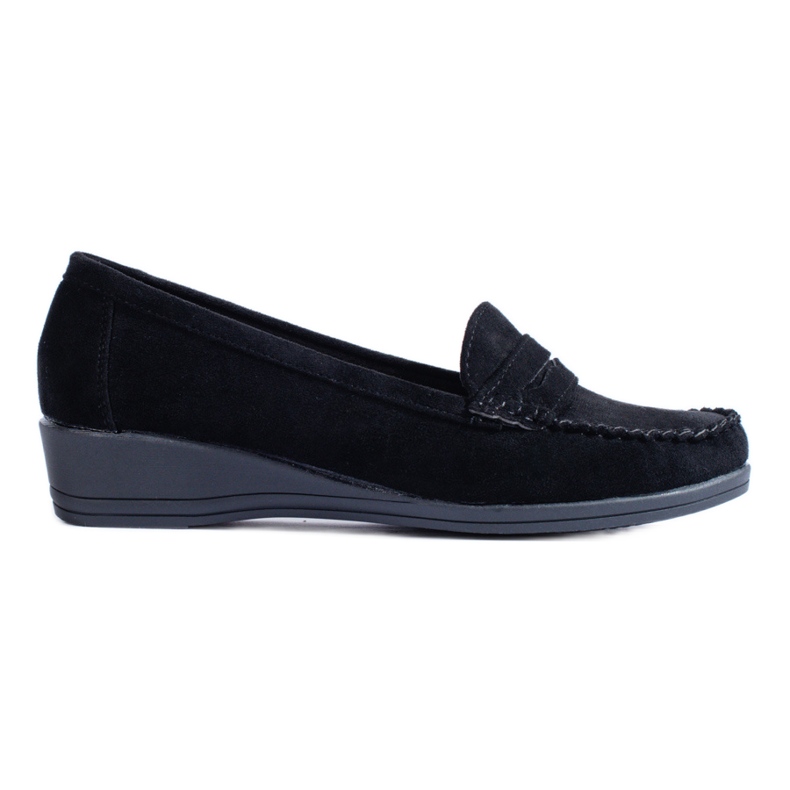 Mocasines de ante negros con cuña baja de Shelovet