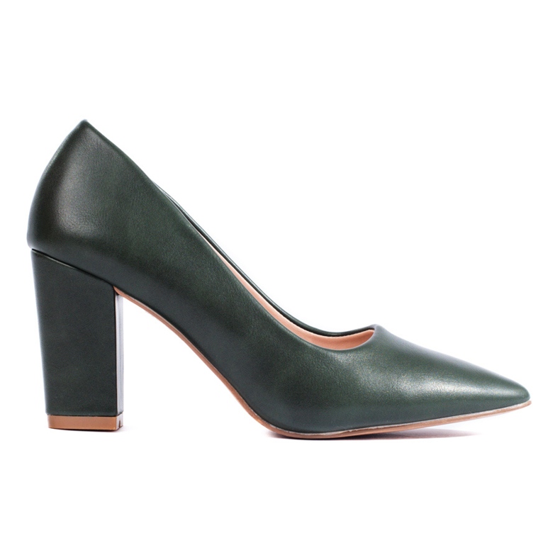 Zapatos de tacón de aguja verde oscuro de Shelovet