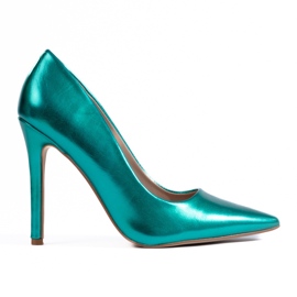 Zapatos de tacón verde metalizado de Shelovet