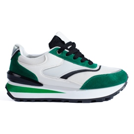 Zapatillas blancas y verdes de mujer en la plataforma Shelovet. blanco