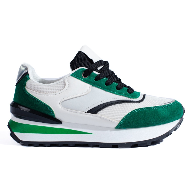 Zapatillas blancas y verdes de mujer en la plataforma Shelovet. blanco