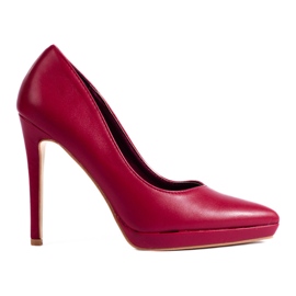 Bombas elegantes de color burdeos en un pin Shelovet rojo