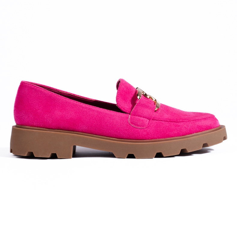 Zapatos brogue de ante con cadena Shelovet fucsia rosado