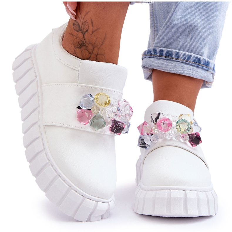 PS1 Zapatos deportivos de moda sin cordones con decoración White Desire blanco