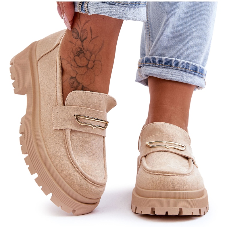 PS1 Mocasines De Mujer En Ante Beige Pure Love