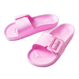 Chanclas de goma rosas con hebilla de Nelm rosado