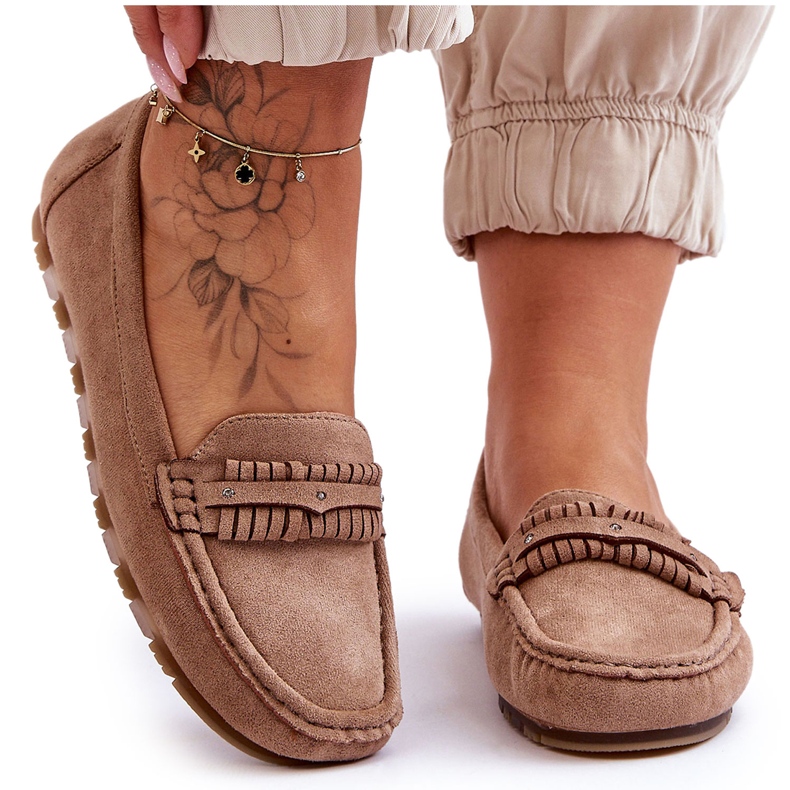 Mocasines Mujer Ante Beige