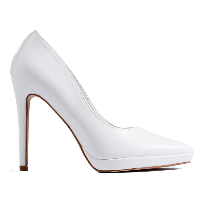 Bombas elegantes blancas en un stiletto Shelovet blanco