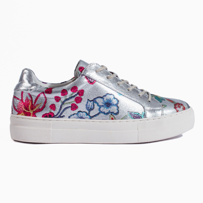 Deportivas Shelovet flores plateadas plata Deportivas Shelovet flores plateadas plata