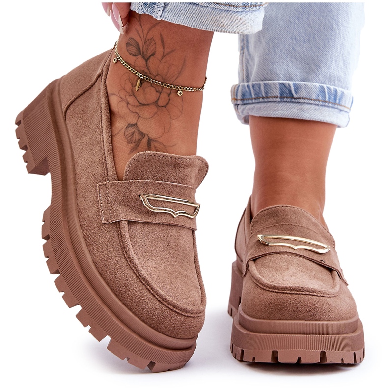 PS1 Mocasines De Mujer En Ante Beige Oscuro Pure Love