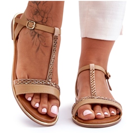 Sandalias Mujer Con Circonitas Beige Penna