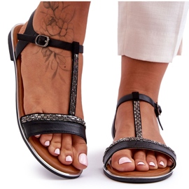 Negro Sandalias de mujer Penna con circonitas cúbicas