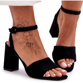 Sandalias de tacón alto de ante negro Harriet
