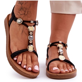 PG1 Sandalias Adornadas Mujer Negras Kushi negro