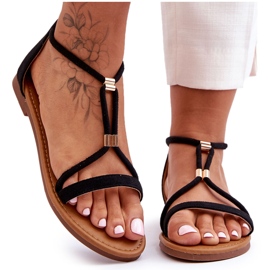 PG1 Sandalias Mujer Cremallera Planas Negras Jullie negro