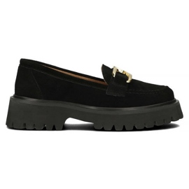 Filippo DP4916 mocasines de gamuza de cuero en la plataforma negro