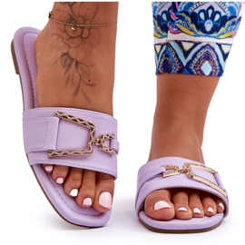 Pantuflas Clásicas De Mujer Con Adornos Morado Impresionante violeta