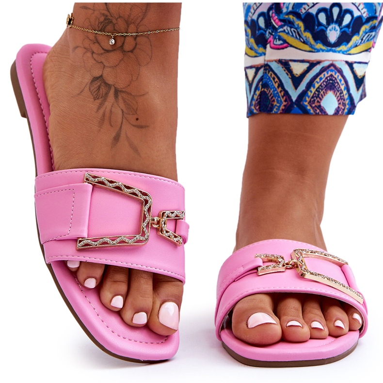 Pantuflas Clásicas De Mujer Con Impresionante Decoración Rosa rosado