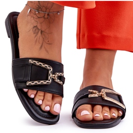 Pantuflas clásicas negras con adornos impresionantes para mujer negro