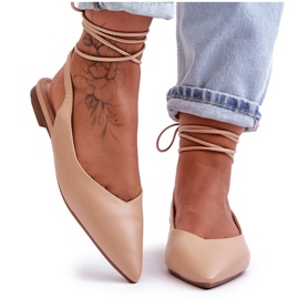 PG1 Bailarinas Lilly Ann con cordones para mujer beige
