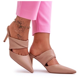 Inna Zapatillas Piel Tacón Alto Aveline Beige Oscuro