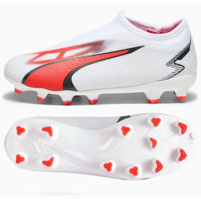 Puma Ultra Match Ll FG/AG Jr 107514-01 zapatos de fútbol blanco blanco
