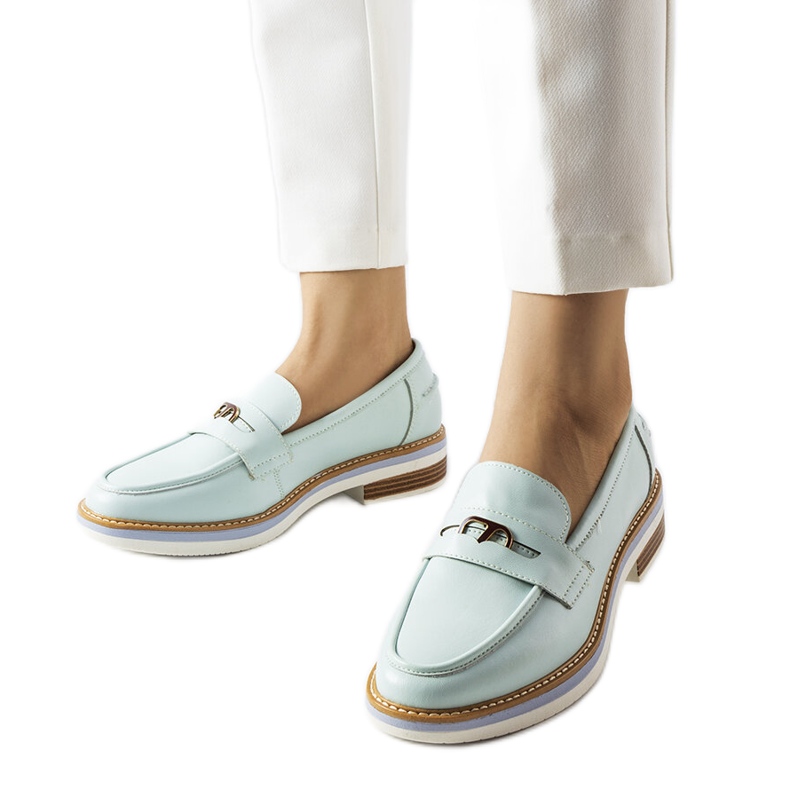 Mocasines Orlanda de piel color menta verde