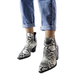 Botas camperas cortas blancas con imitación de piel de serpiente de Iga blanco
