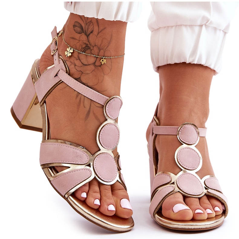 Evento Sandalias Mujer Piel Tacón Bajo Rosa Riley rosado