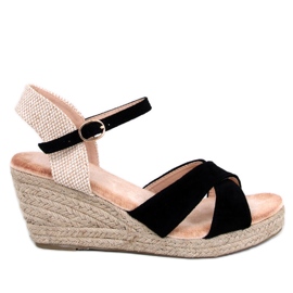 Sandalias cuña alpargata Willa Black negro