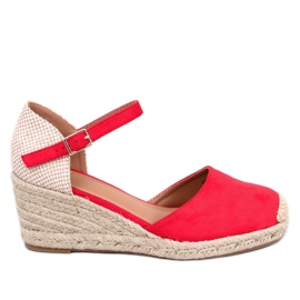 Alpargatas plateadas cuña rojas rojo