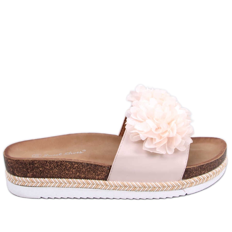 Pantuflas Flor Beige Sur Pantuflas Flor Beige Sur