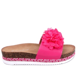 Pantuflas Sur Flor Durazno Fucsia rosa