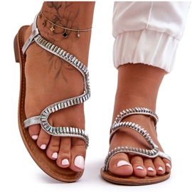 Sandalias sin cordones Hayen Silver para mujer con adornos plata