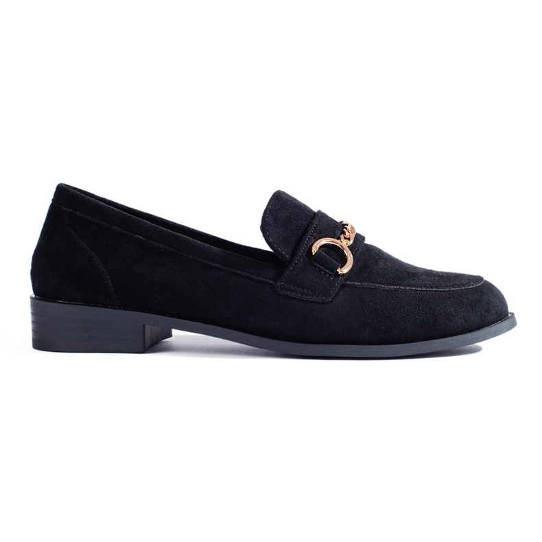 Mocasines Shelovet de ante negro con cadena