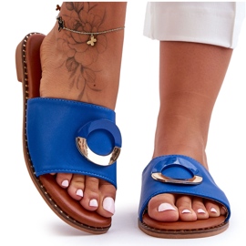 Pantuflas de mujer con adornos de jerez azul Pantuflas de mujer con adornos de jerez azul