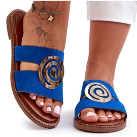 Zapatillas de moda con decoración de espejo Blue Deep Breath azul