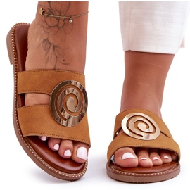 Pantuflas De Moda Con Decoración De Espejo Camel Deep Breath marrón
