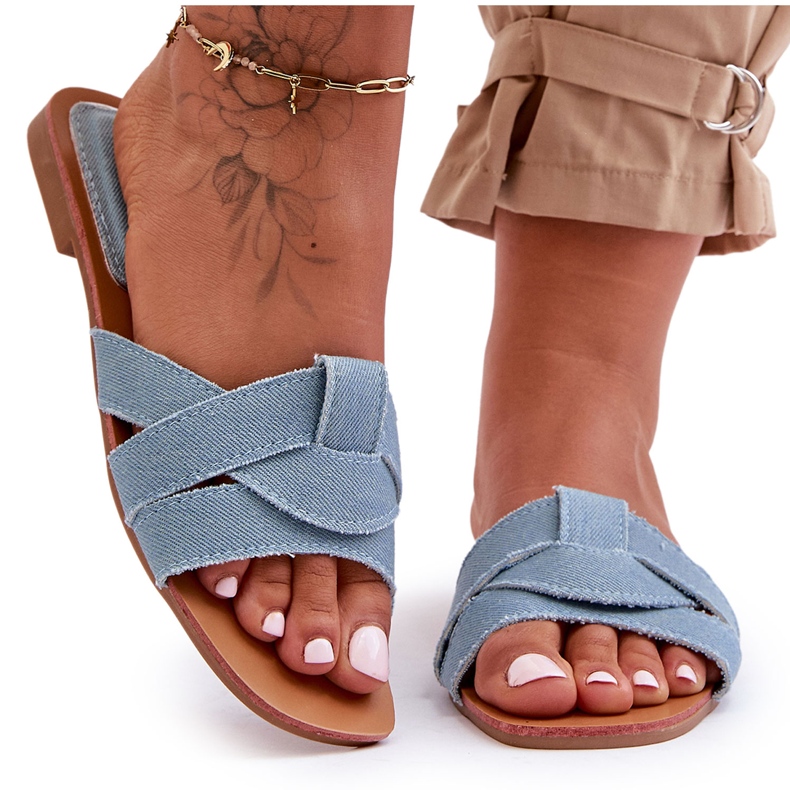 Pantuflas Mujer Tejido Azul Claro Aversa