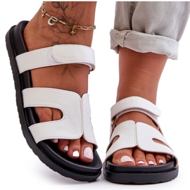 Pantuflas Clásicas Mujer Piel Con Velcro Blanco Amedon