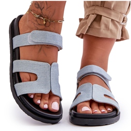 FJ1 Pantuflas Mujer Tela Velcros Azul Claro Jose