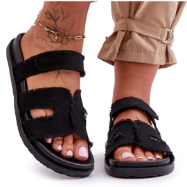 Pantuflas Mujer Tela Velcros Negro Lamirose