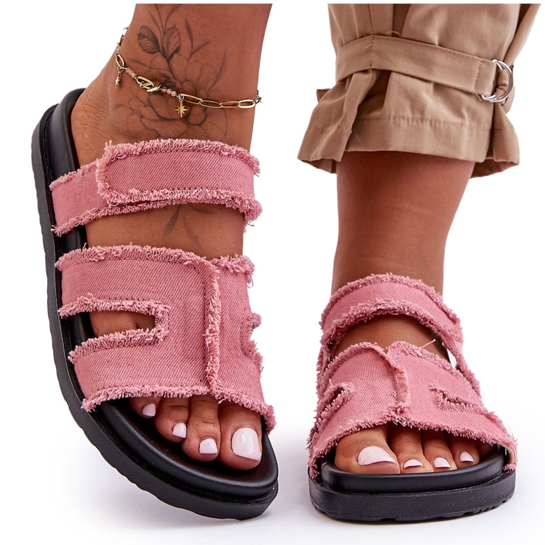 Pantuflas Mujer Tela Velcros Rosa Lamirose rosado