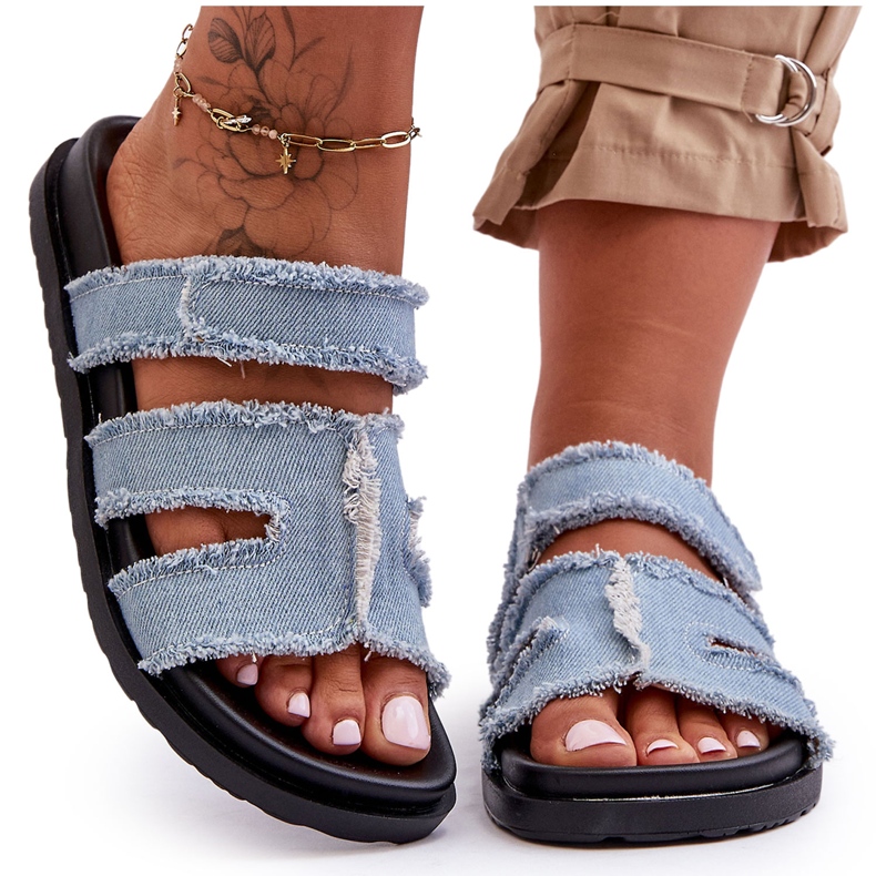 Pantuflas Mujer Tela Velcros Azul Lamirose